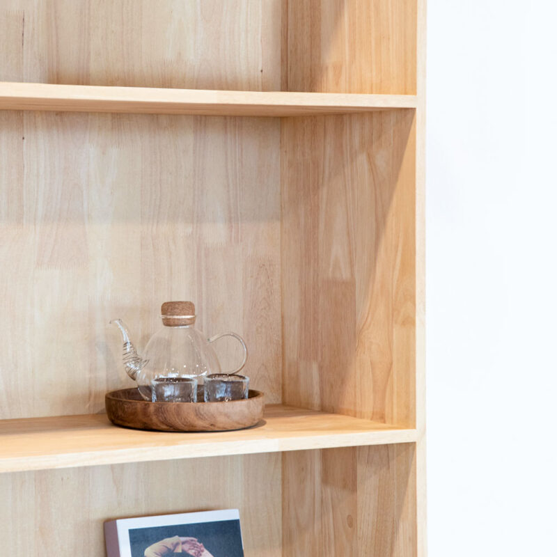 Wood grain of rubberwood bookshelf