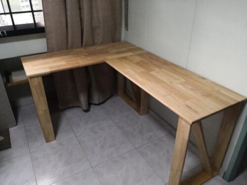 LUX L-Shape Solid Wood Table photo review