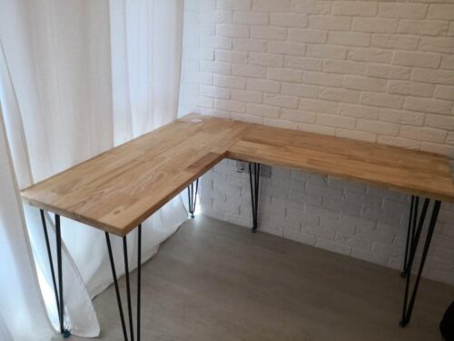 LESTER L-Shape Solid Wood Table photo review