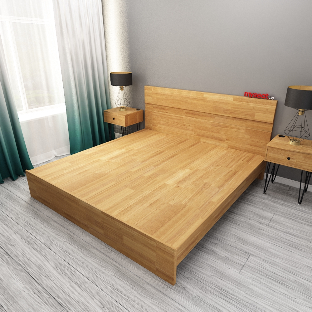 Solid Wood Bedframe MYSEAT.sg Free Delivery & Assembly
