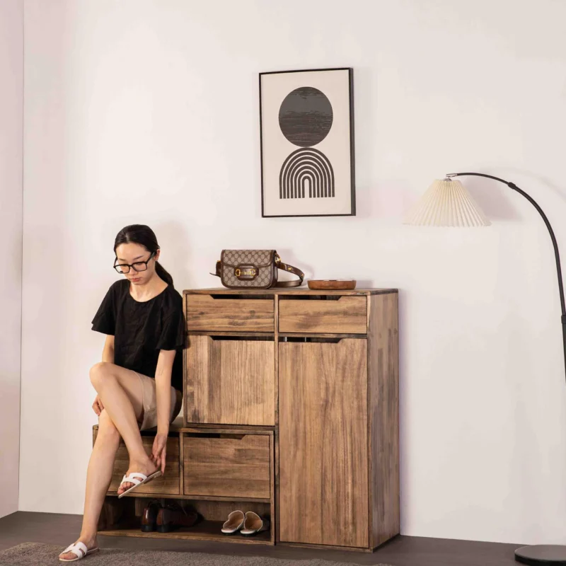 Shoe cabinet with seat design