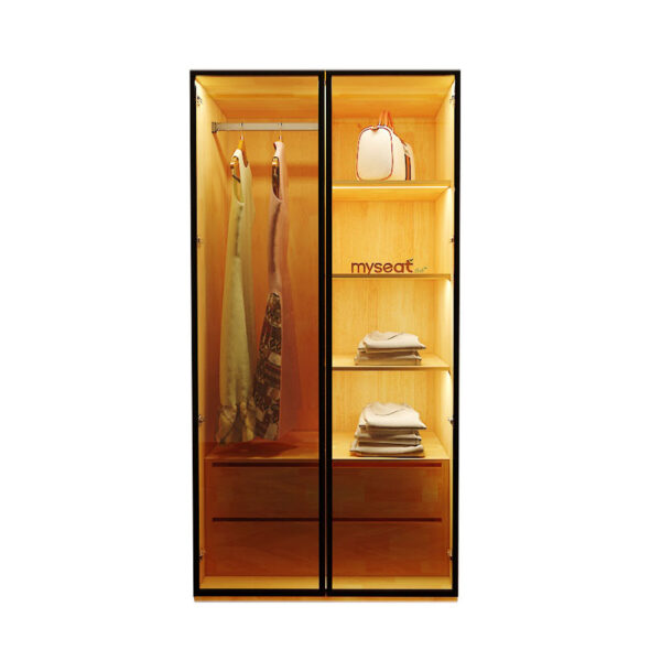 solid wood wardrobe customisation sustainable furniture display glass door