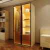 solid wood wardrobe customisation sustainable furniture display glass door led light