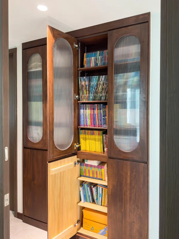 Built-in vs freestanding bookshelf (both solid wood)