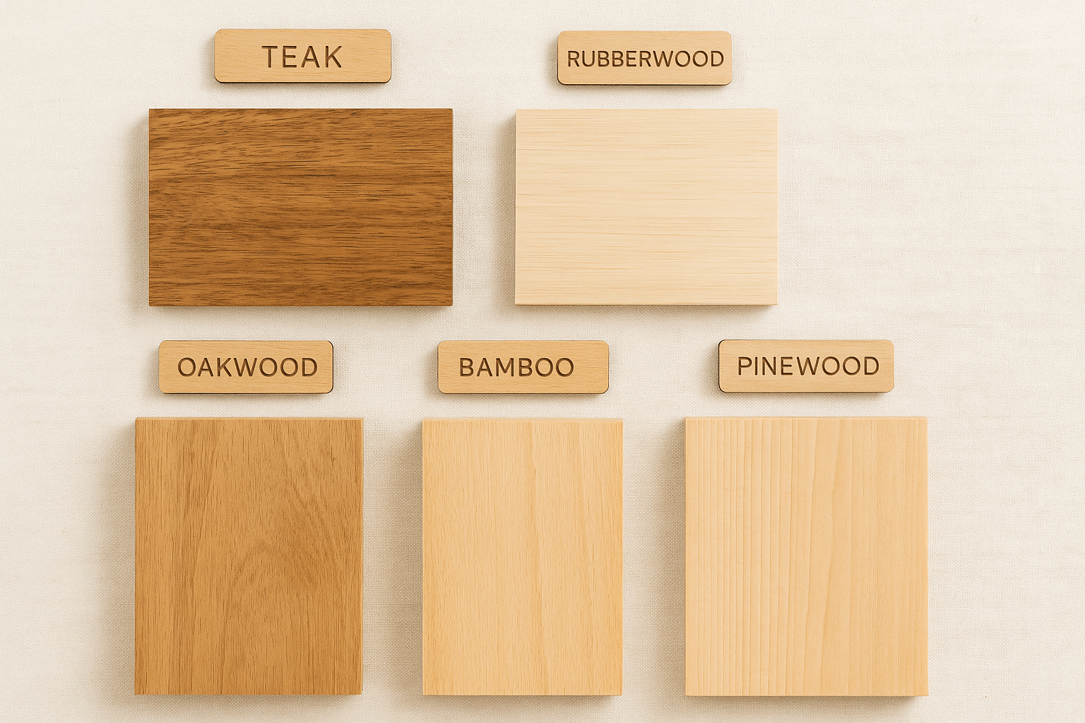 sustainable-wood-types-oakwood-pinewood-teak-bamboo-rubberwood